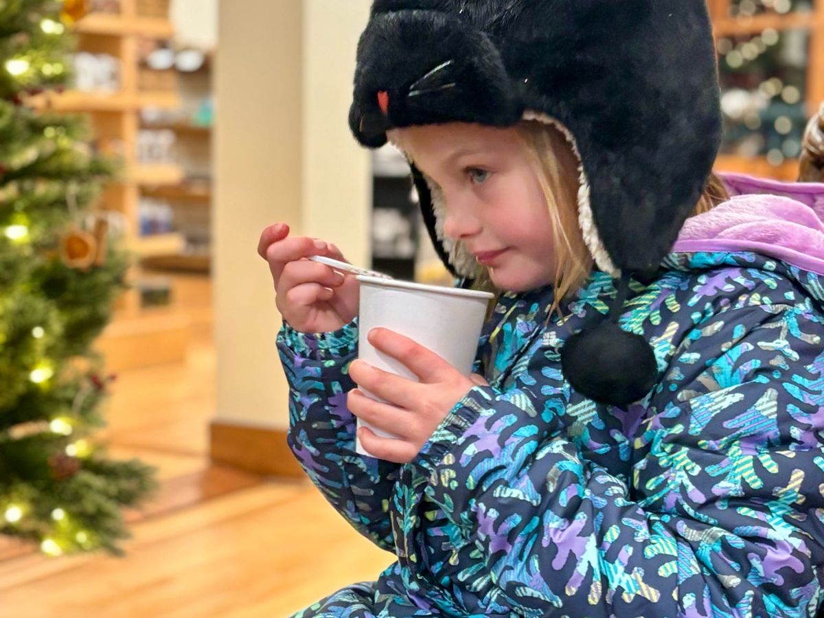 Hot chocolate stop at the Museum of North Idaho on the Christmas Lights Tour
